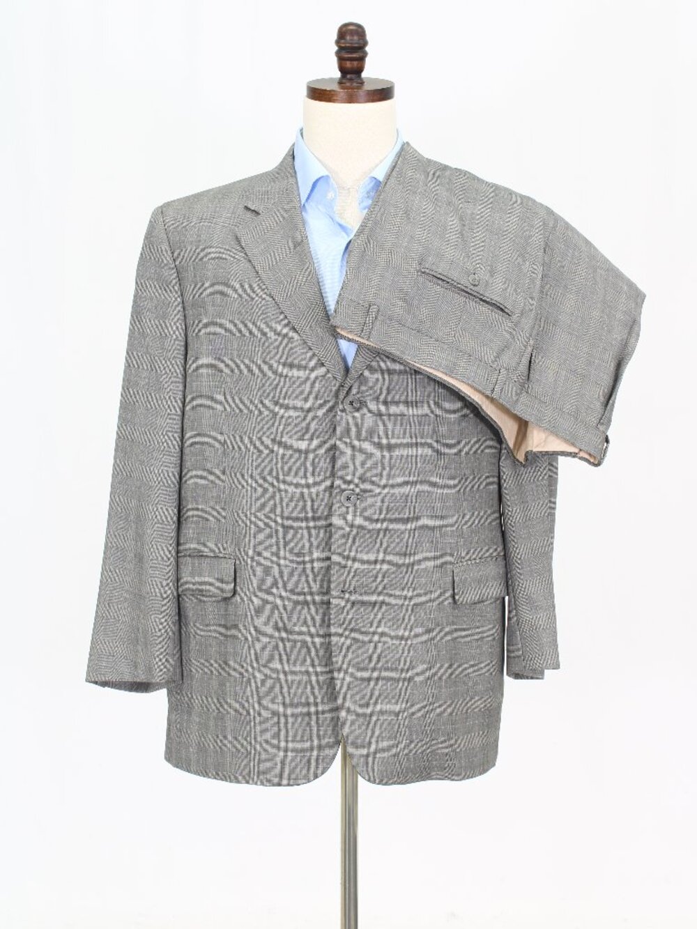 Jack Victor 44R 38x28 Gray Full Suit 3-Button Check R927
